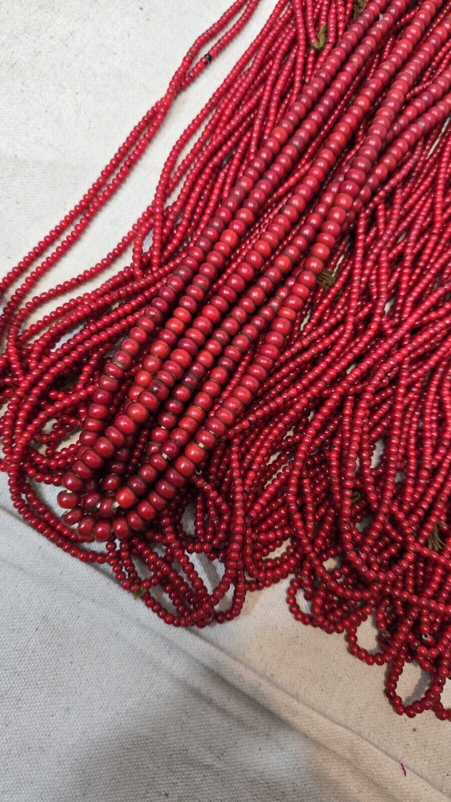 4mm Venetian Dark Blood red White Heart Trade Beads Necklaces