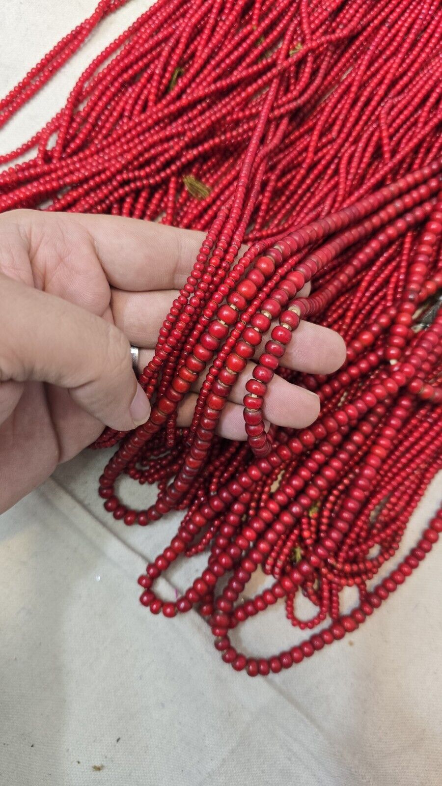 4mm Venetian Dark Blood red White Heart Trade Beads Necklaces