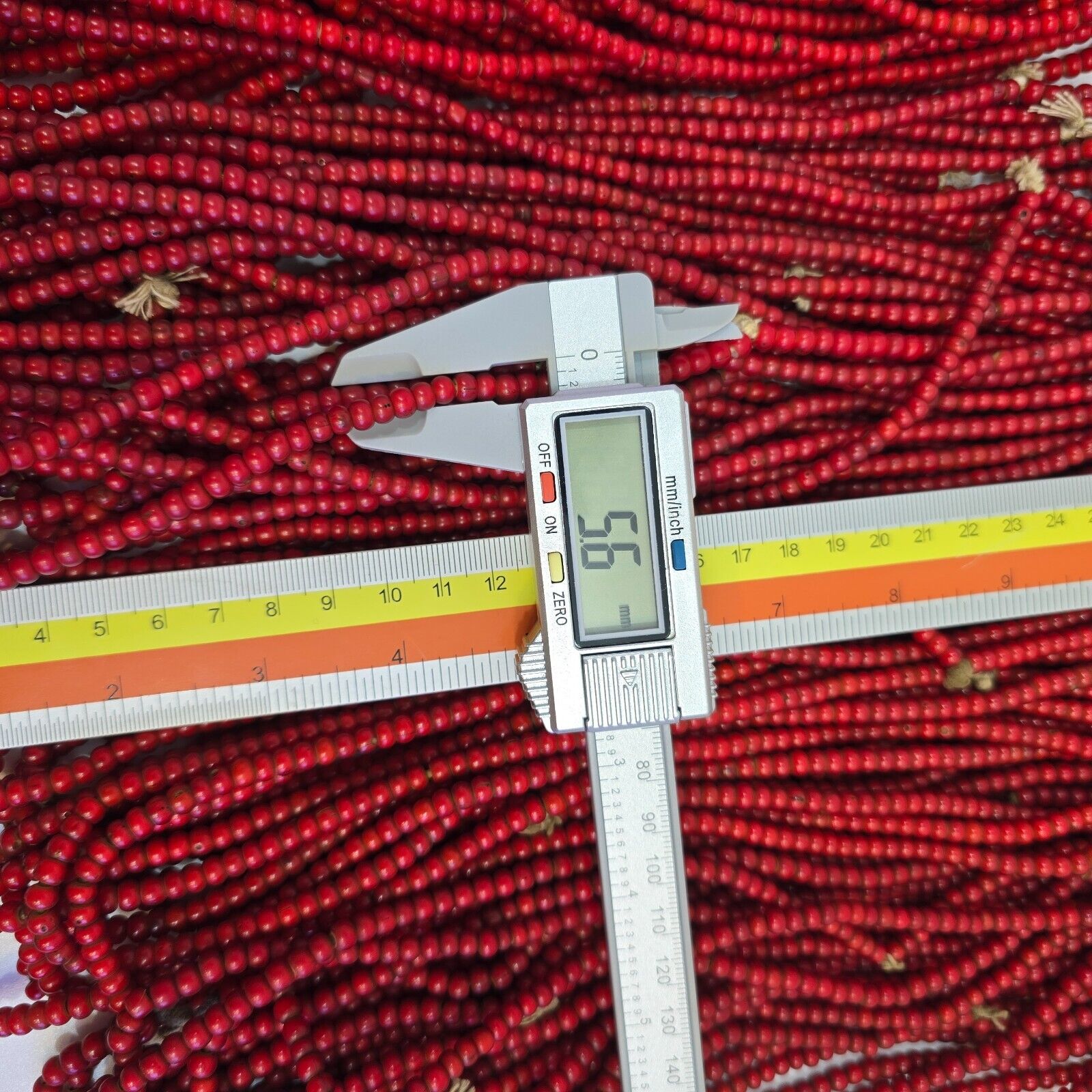 5-5.5mm Antique Venetian cranberry red White Heart Trade Beads Necklace 24" long