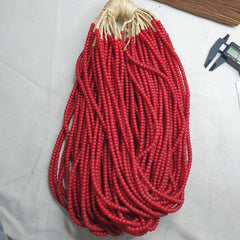 6.5 mm Antique Venetian White Heart African Trade Beads Long Strand