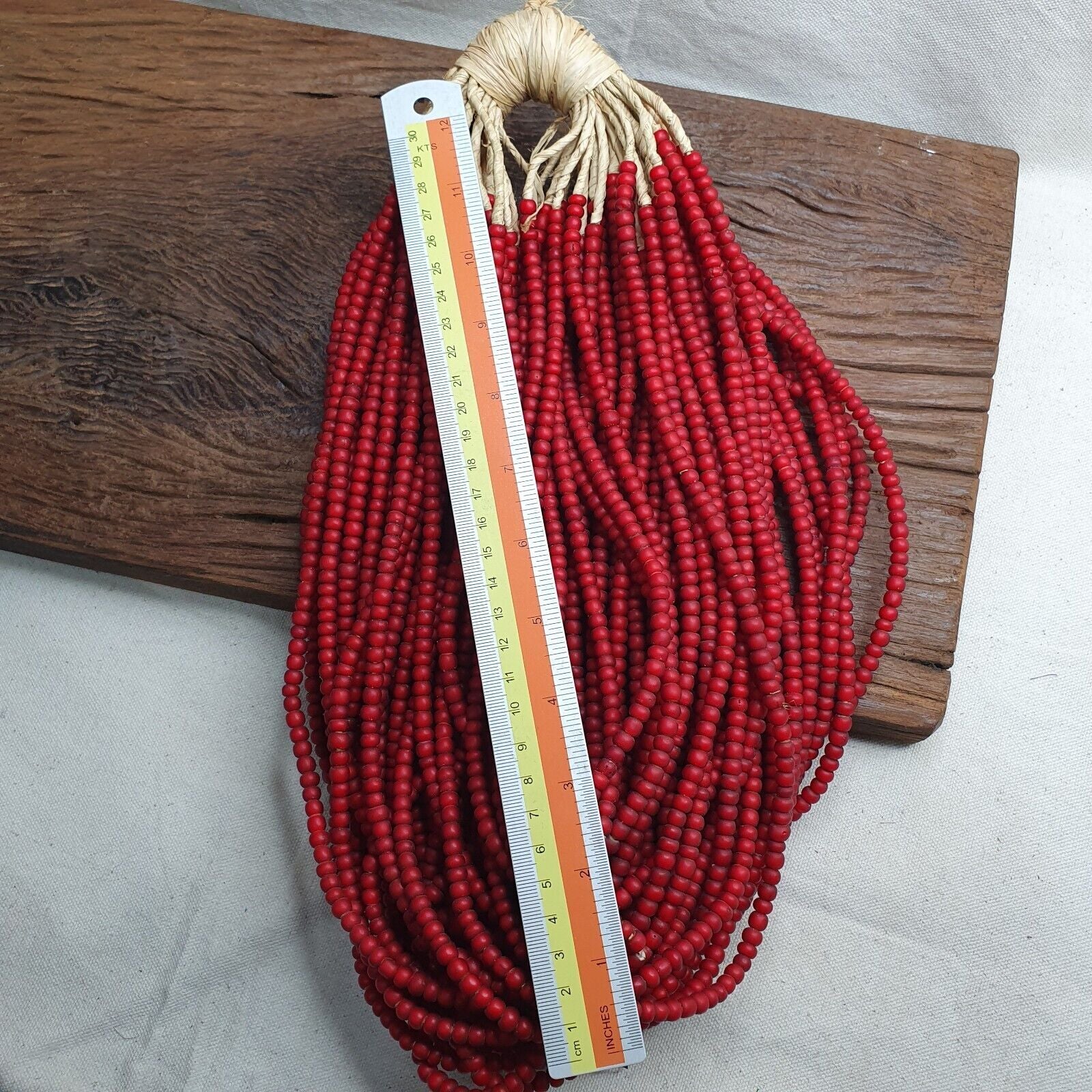 6.5 mm Antique Venetian White Heart African Trade Beads Long Strand