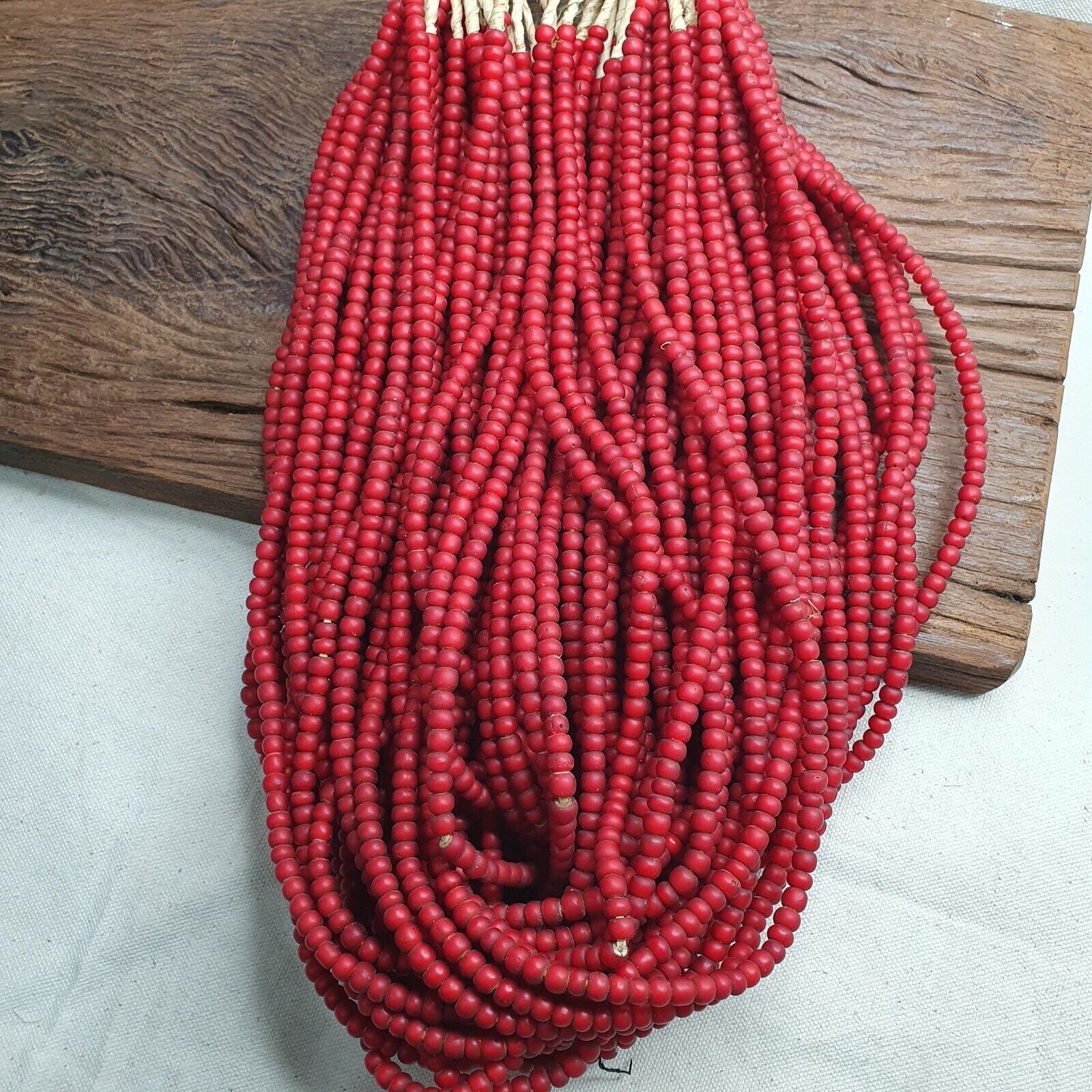 6.5 mm Antique Venetian White Heart African Trade Beads Long Strand