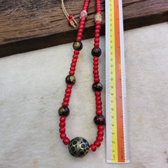 8mm Venetian white heart with Bras Brass & ceramic handmade Beaded Necklace