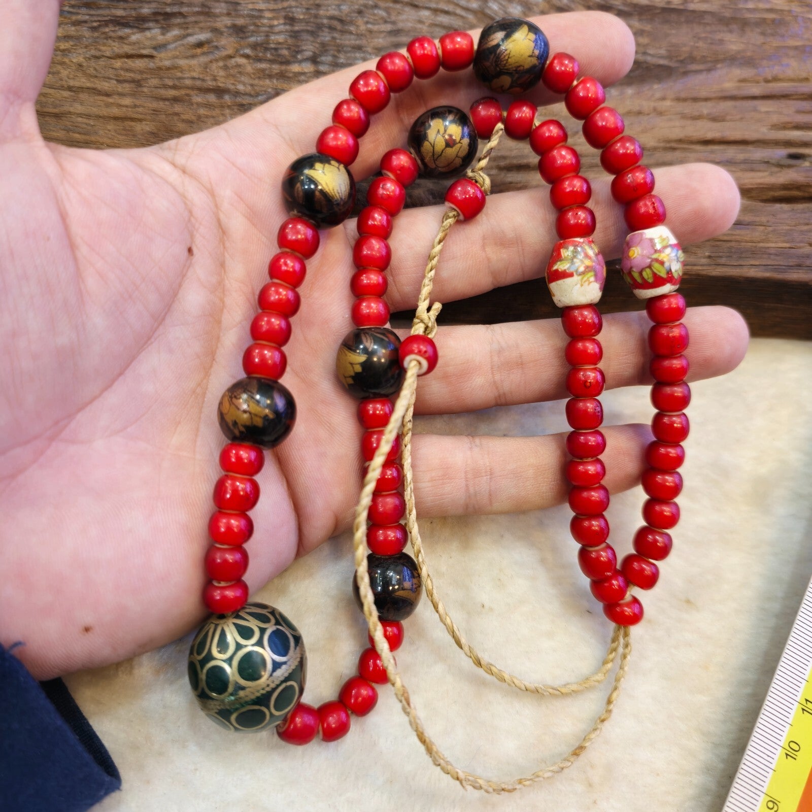 8mm Venetian white heart with Bras Brass & ceramic handmade Beaded Necklace