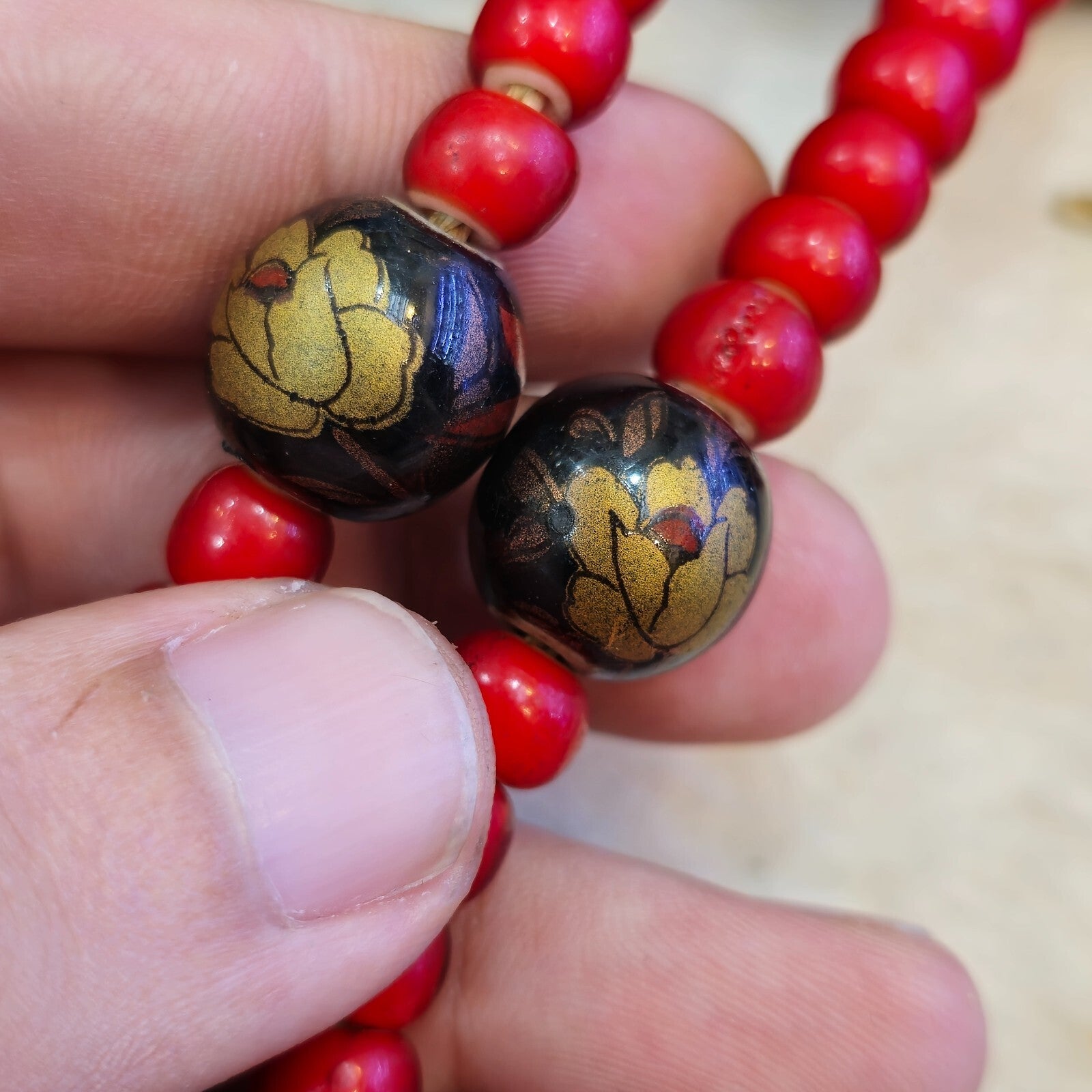 8mm Venetian white heart with Bras Brass & ceramic handmade Beaded Necklace