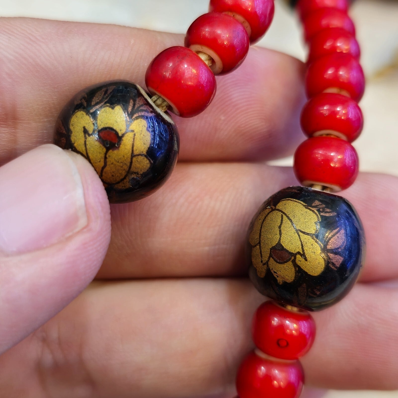 8mm Venetian white heart with Bras Brass & ceramic handmade Beaded Necklace