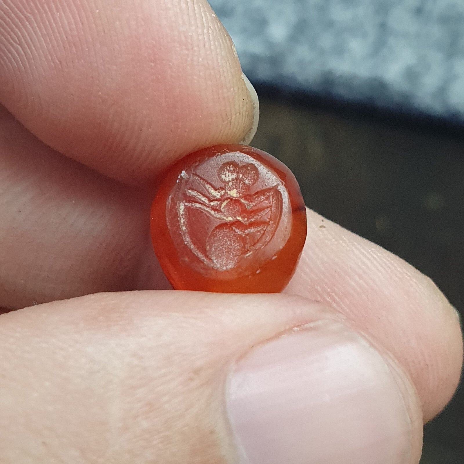 Antique carnelian Old Seal Stamp AGATE Broken Bead