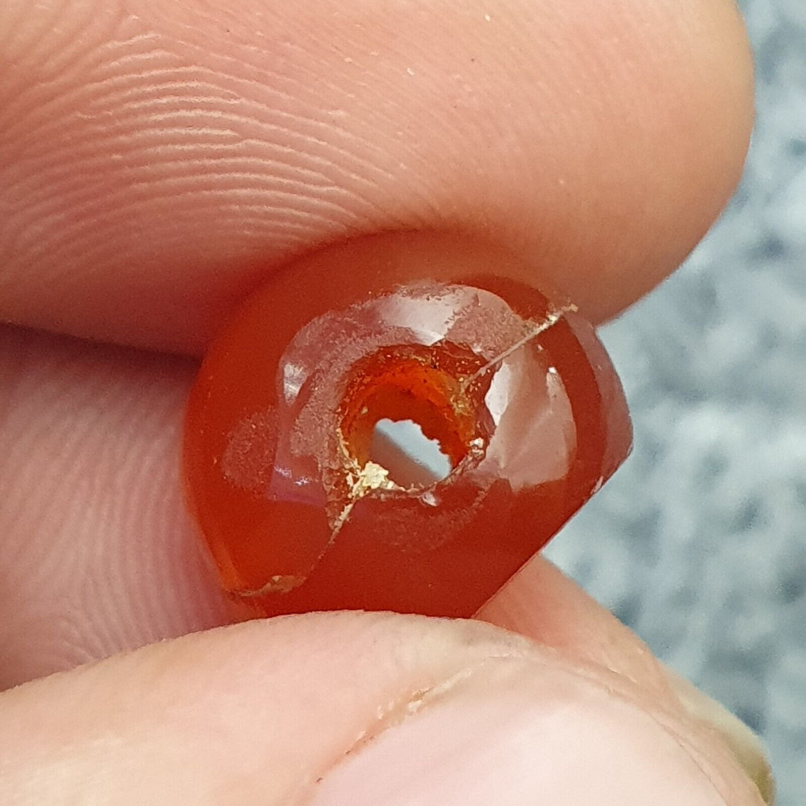Antique carnelian Old Seal Stamp AGATE Broken Bead