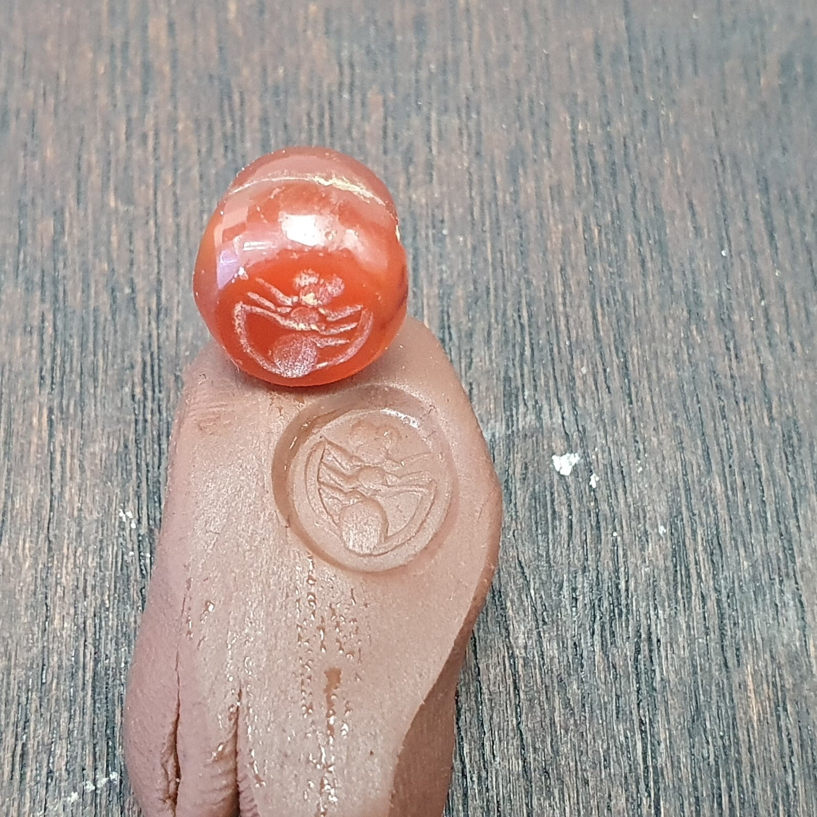 Antique carnelian Old Seal Stamp AGATE Broken Bead