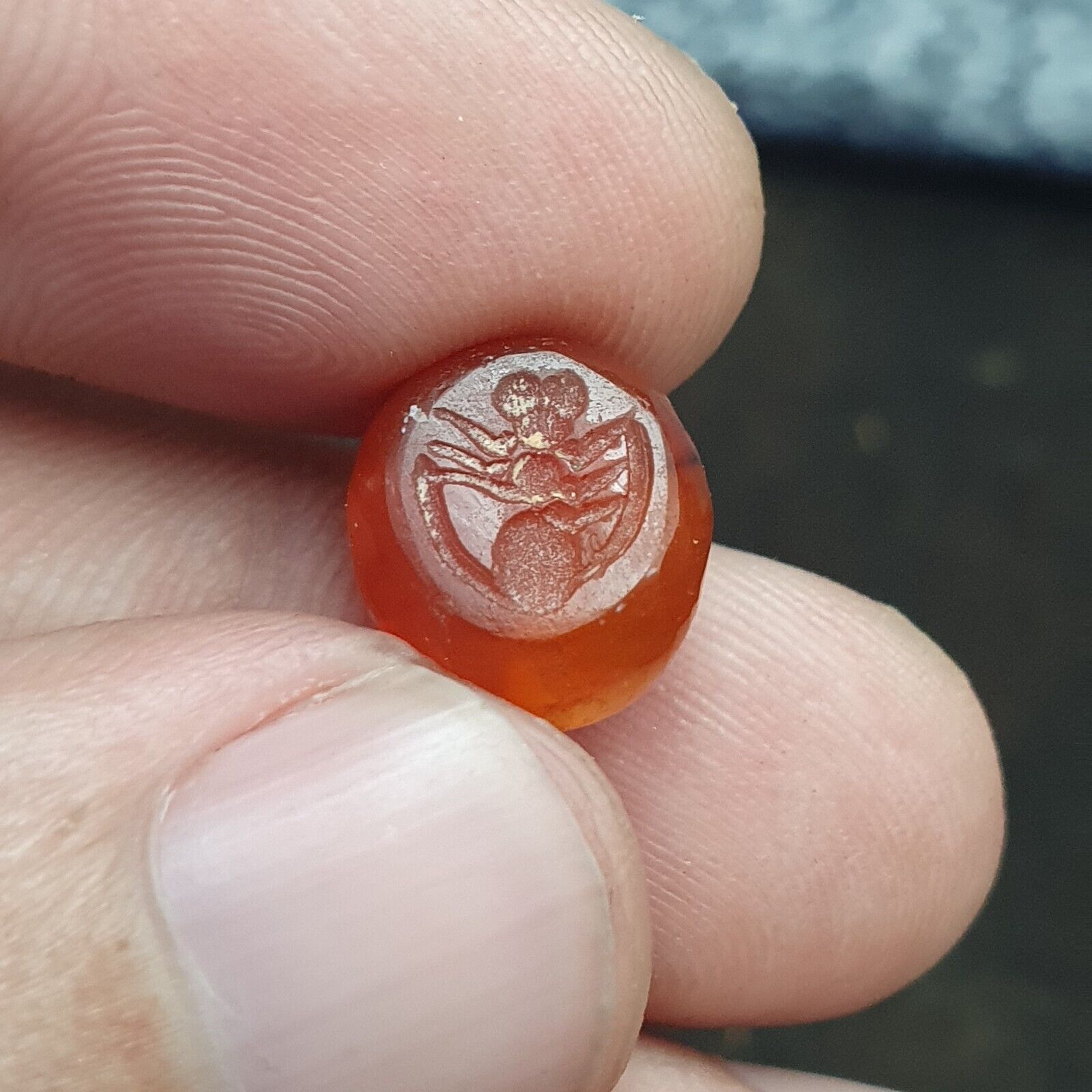 Antique carnelian Old Seal Stamp AGATE Broken Bead