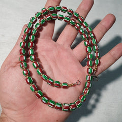 Venetian Inspired Glass Beads watermelon Chevron Beads Necklace #113