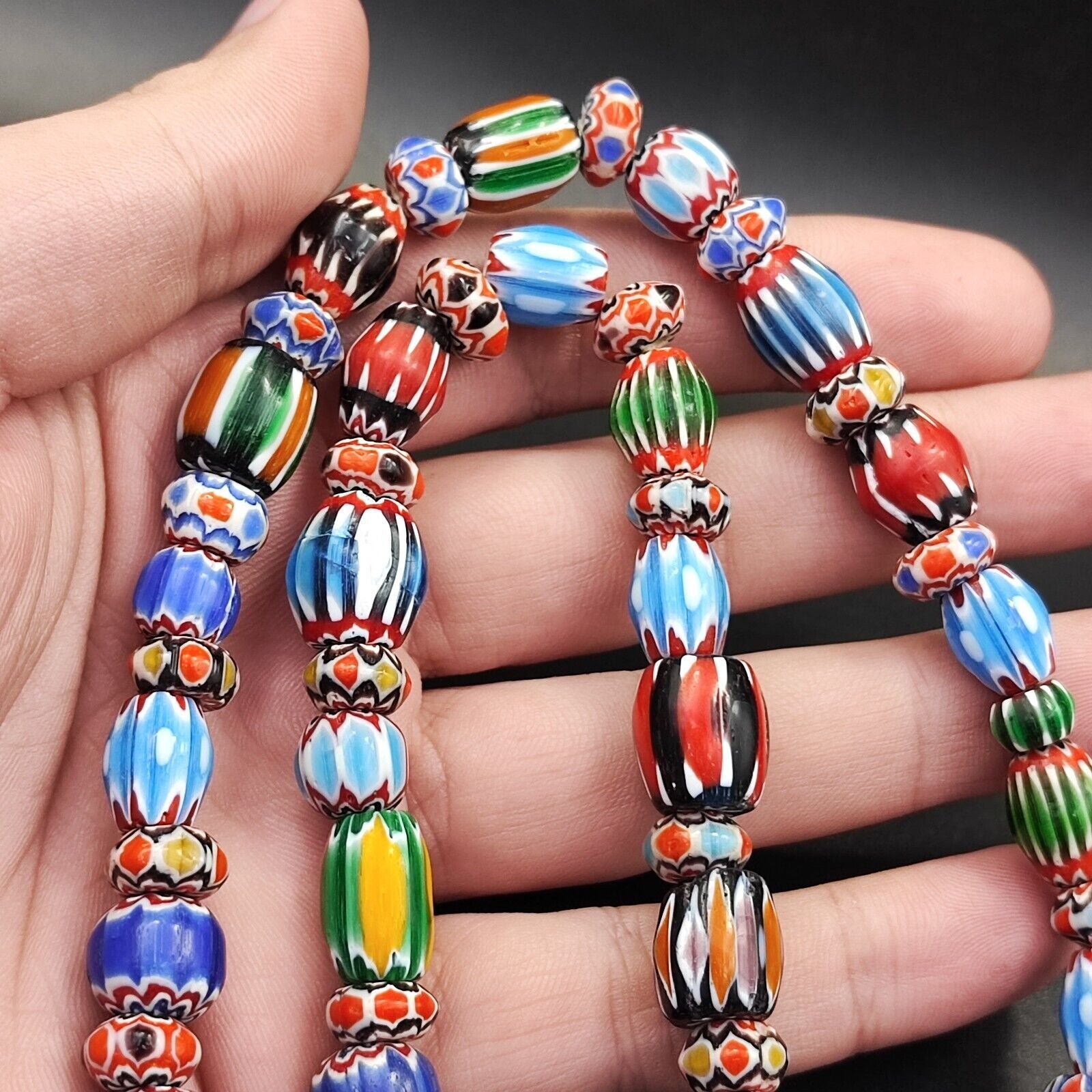 Multicolor Beads Chevrons African venetian Style Glass Beads Necklace 11-12mm
