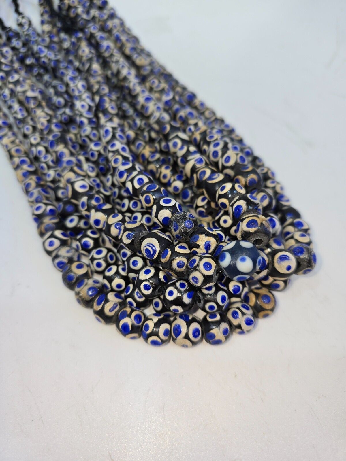 Black Skunk Venetian Style Glass Beads Blue Eyes Beads EAST OASIS Collection