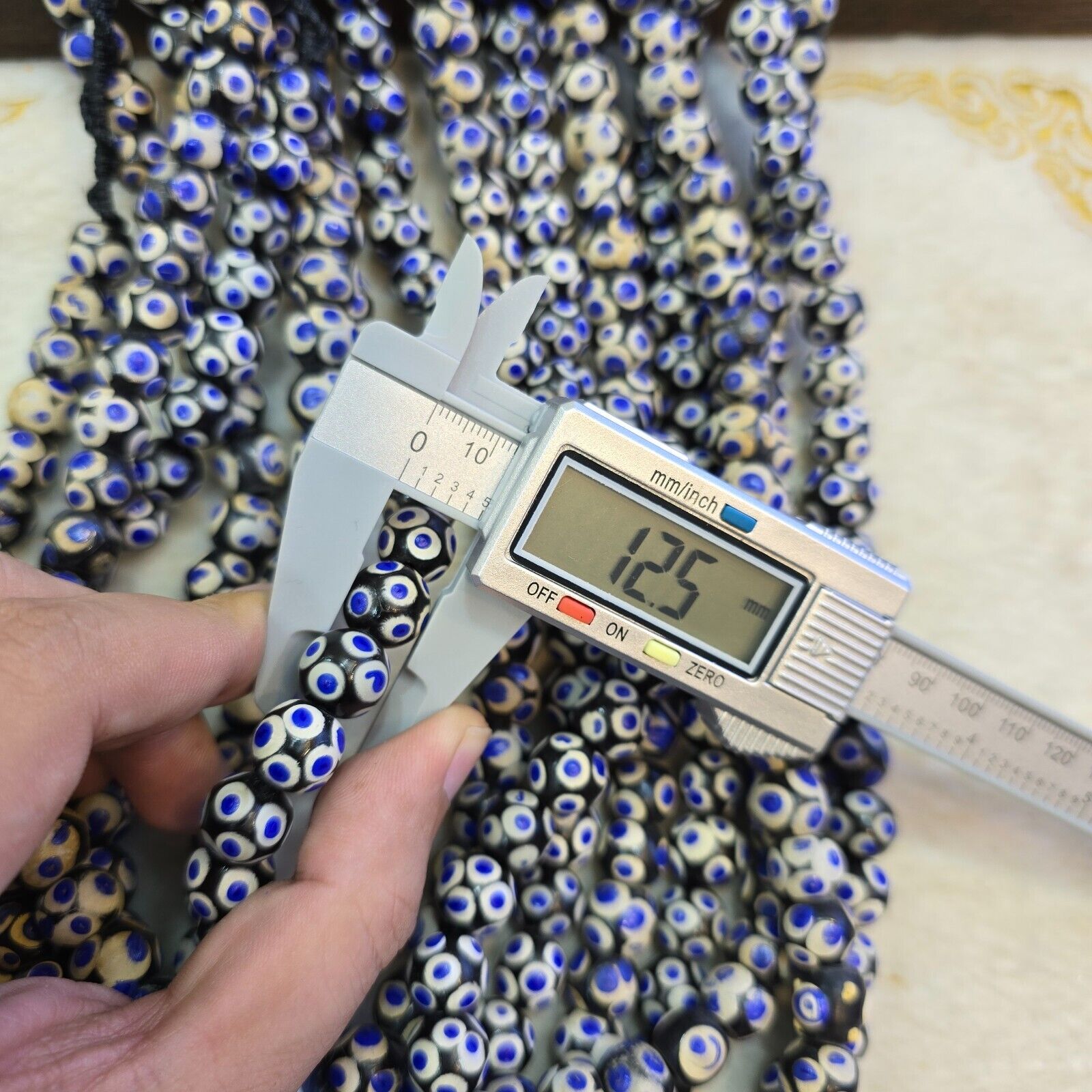 Black Skunk Venetian Style Glass Beads Blue Eyes Beads EAST OASIS Collection