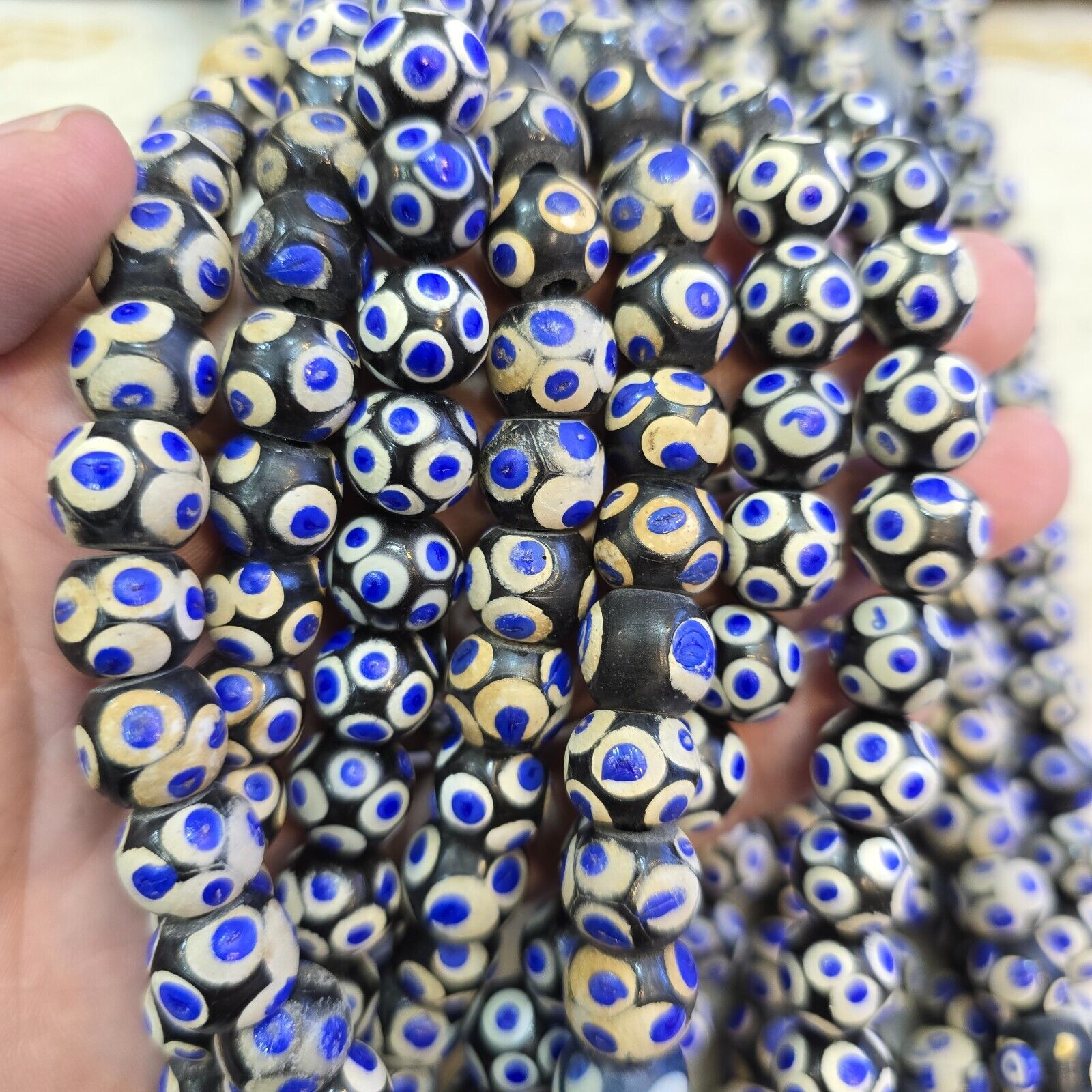 Black Skunk Venetian Style Glass Beads Blue Eyes Beads EAST OASIS Collection