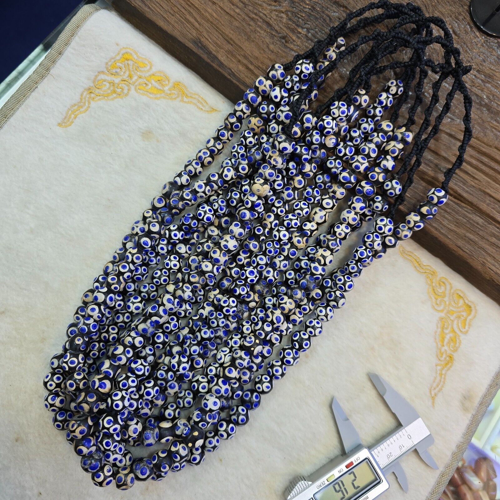 Black Skunk Venetian Style Glass Beads Blue Eyes Beads EAST OASIS Collection