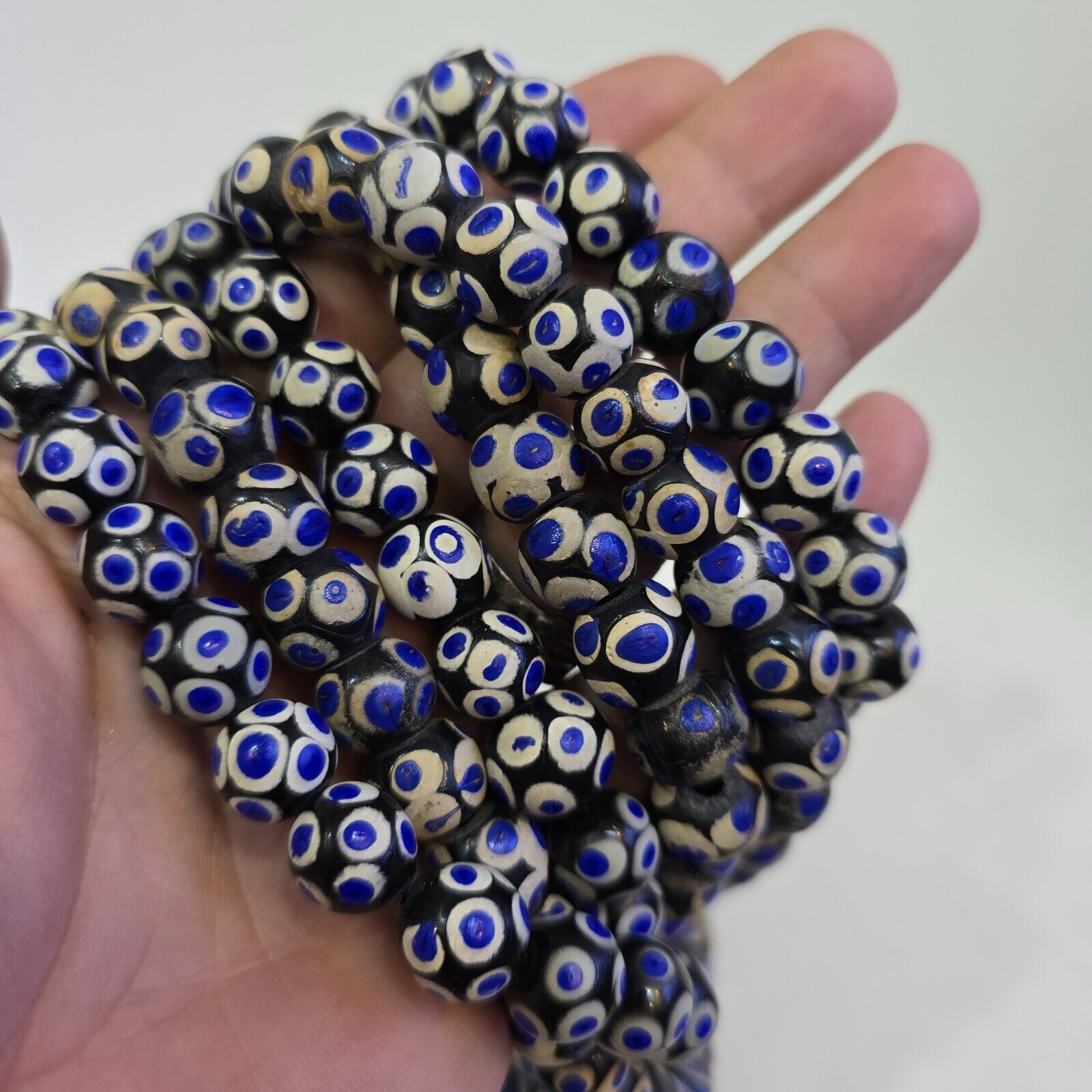 Black Skunk Venetian Style Glass Beads Blue Eyes Beads EAST OASIS Collection