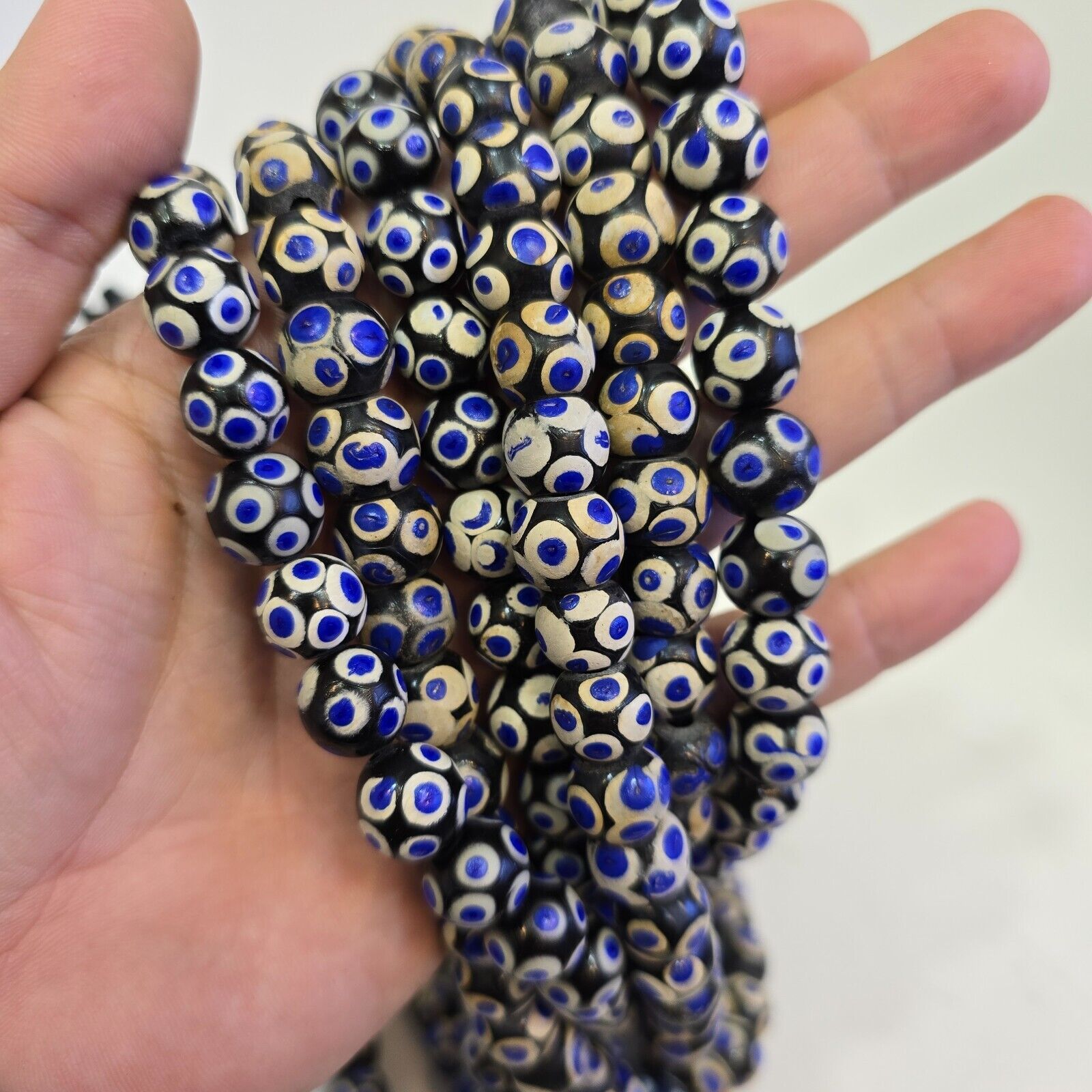 Black Skunk Venetian Style Glass Beads Blue Eyes Beads EAST OASIS Collection