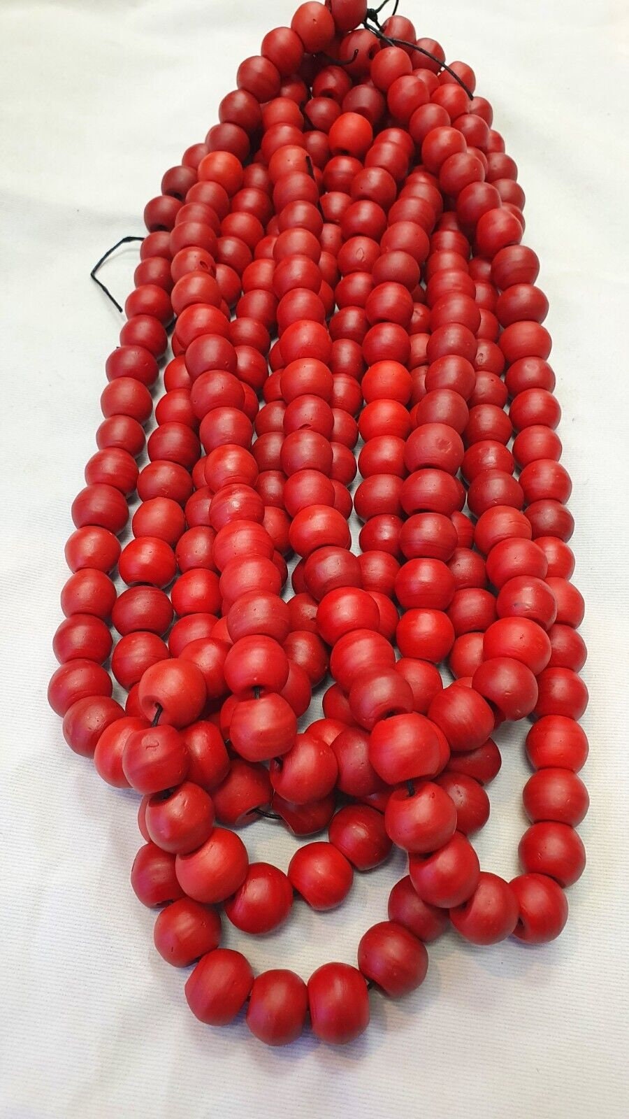 Dark blood red round beautiful glass beads long strand necklaceGift