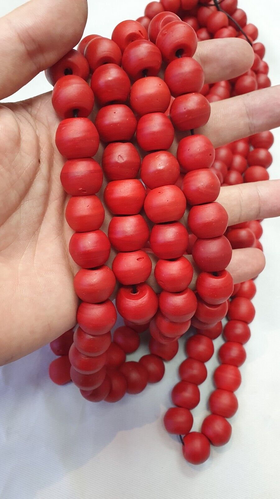 Dark blood red round beautiful glass beads long strand necklaceGift