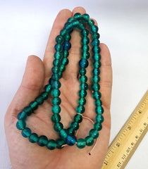 Vintage ven glass beads aquamarine blue fancy trade beads 9mm strandGift
