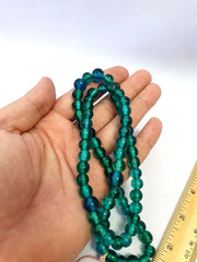 Vintage ven glass beads aquamarine blue fancy trade beads 9mm strandGift