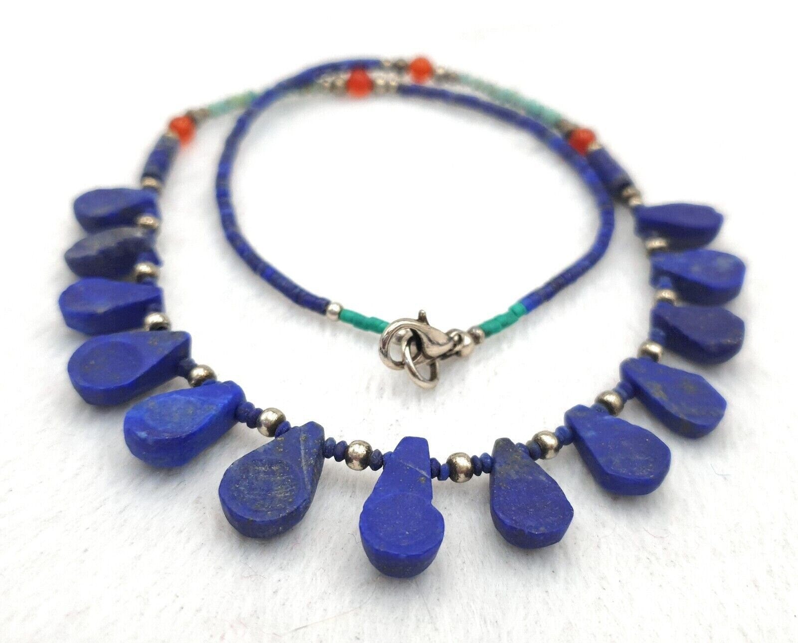 Lapis lazuli with turquoise ancient afghani roman greek jewelry necklace