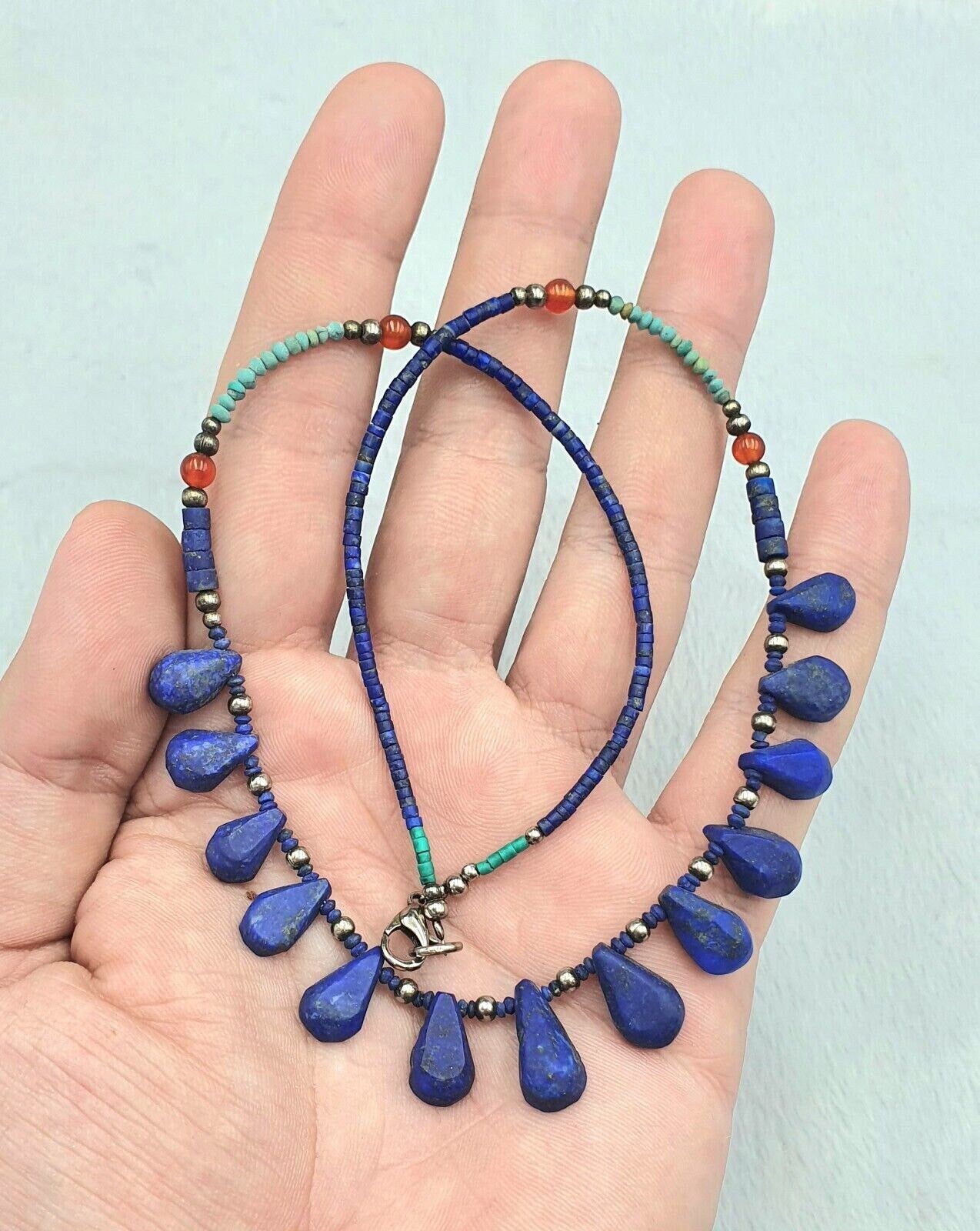 Lapis lazuli with turquoise ancient afghani roman greek jewelry necklace