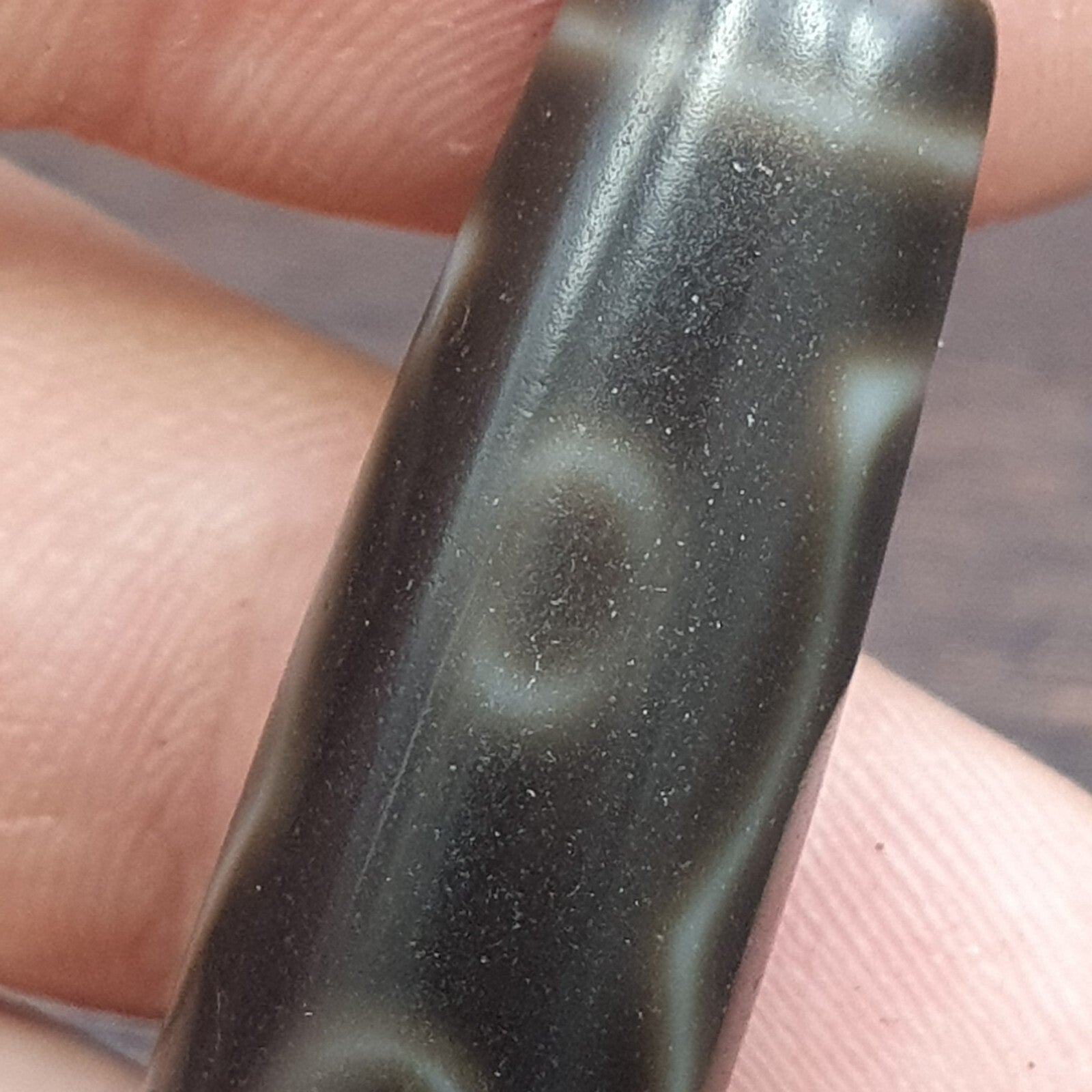 High quality Old Tibetan 5 Circle Square Eyes Agate stone Dzi Bead Amulet HQ-4