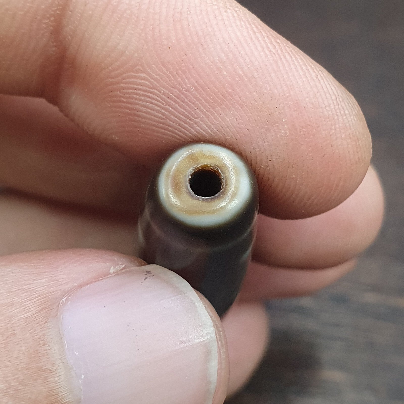 High quality Old Tibetan 5 Circle Square Eyes Agate stone Dzi Bead Amulet HQ-4