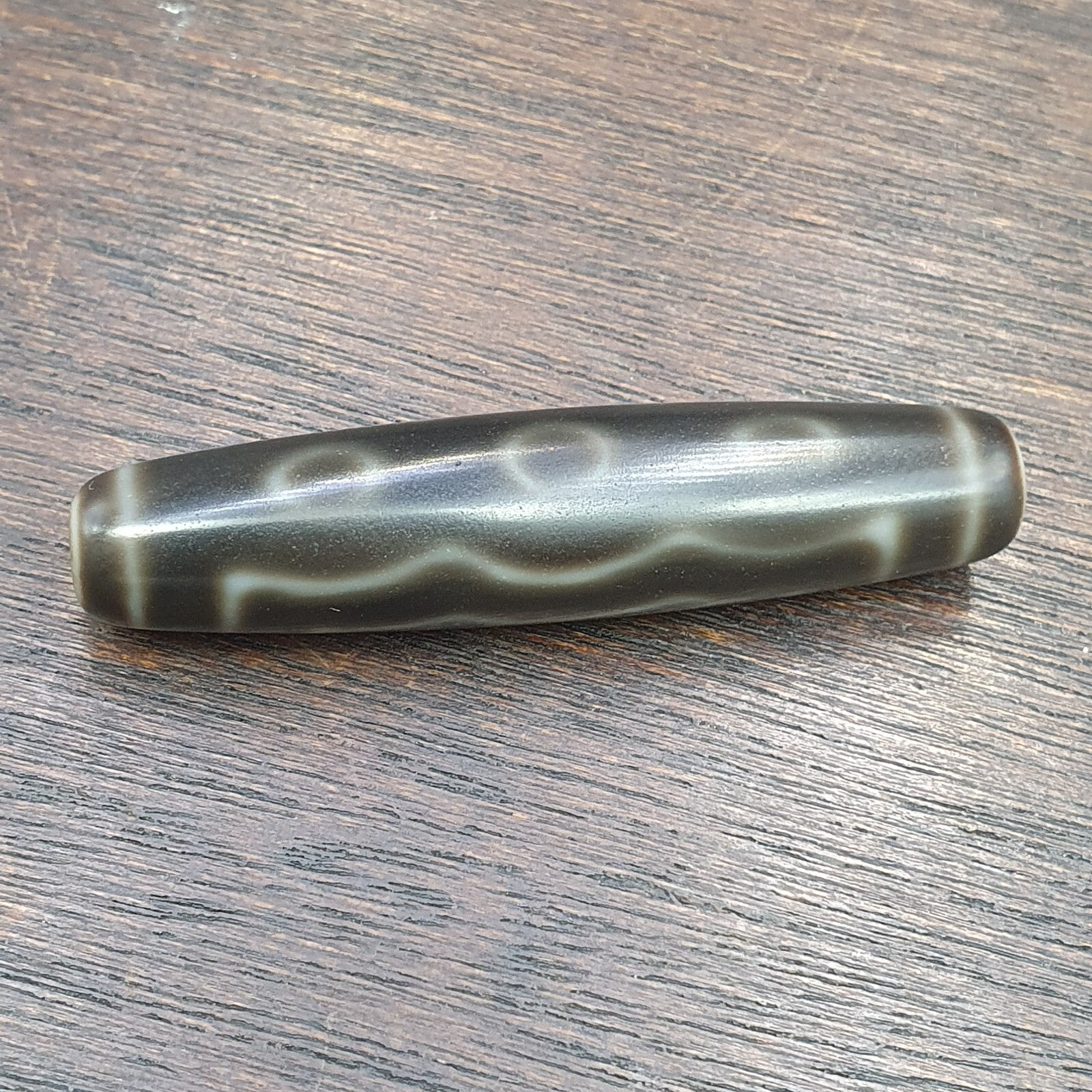 High quality Old Tibetan 5 Circle Square Eyes Agate stone Dzi Bead Amulet HQ-4