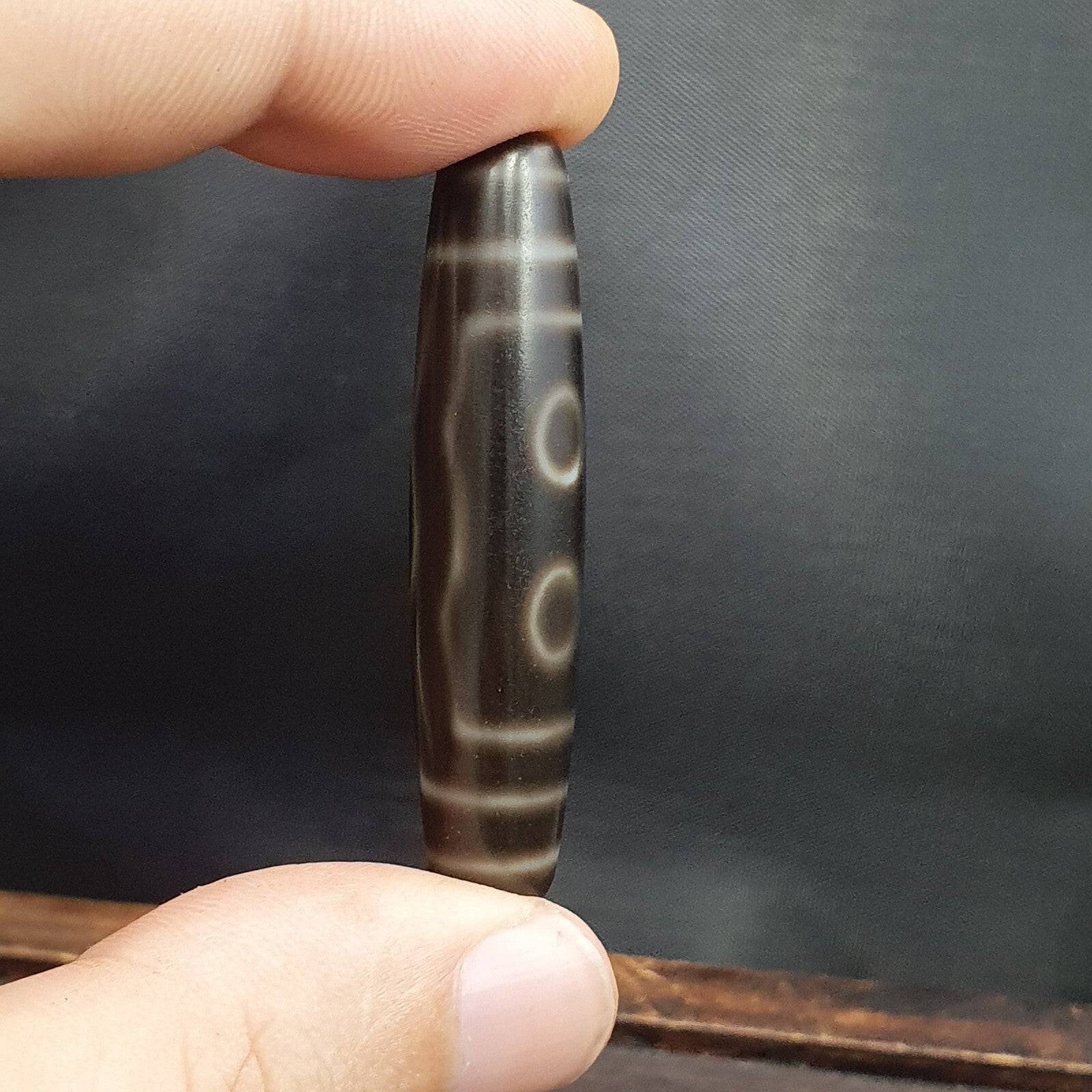 High quality Old Tibetan 5 Circle Square Eyes Agate stone Dzi Bead Amulet HQ-4