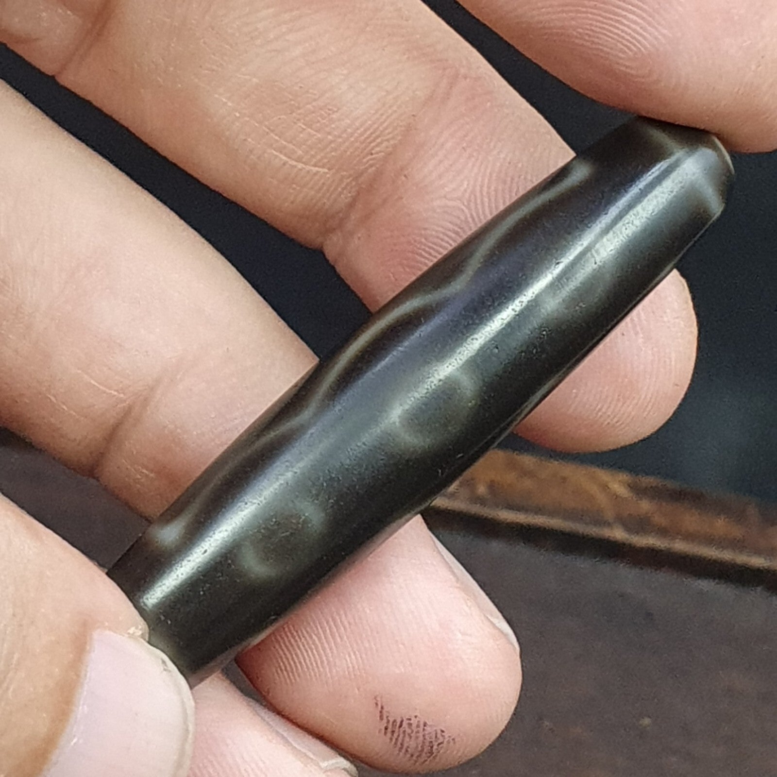 High quality Old Tibetan 5 Circle Square Eyes Agate stone Dzi Bead Amulet HQ-4