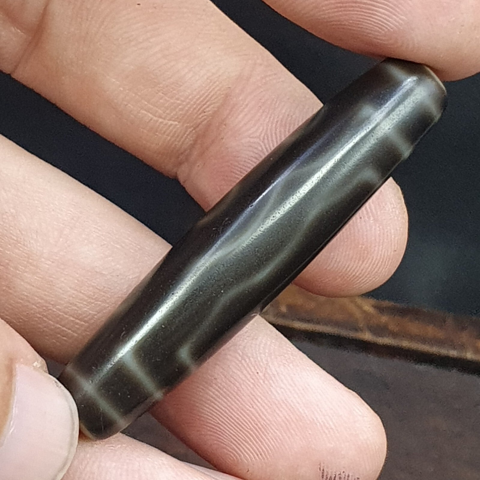 High quality Old Tibetan 5 Circle Square Eyes Agate stone Dzi Bead Amulet HQ-4