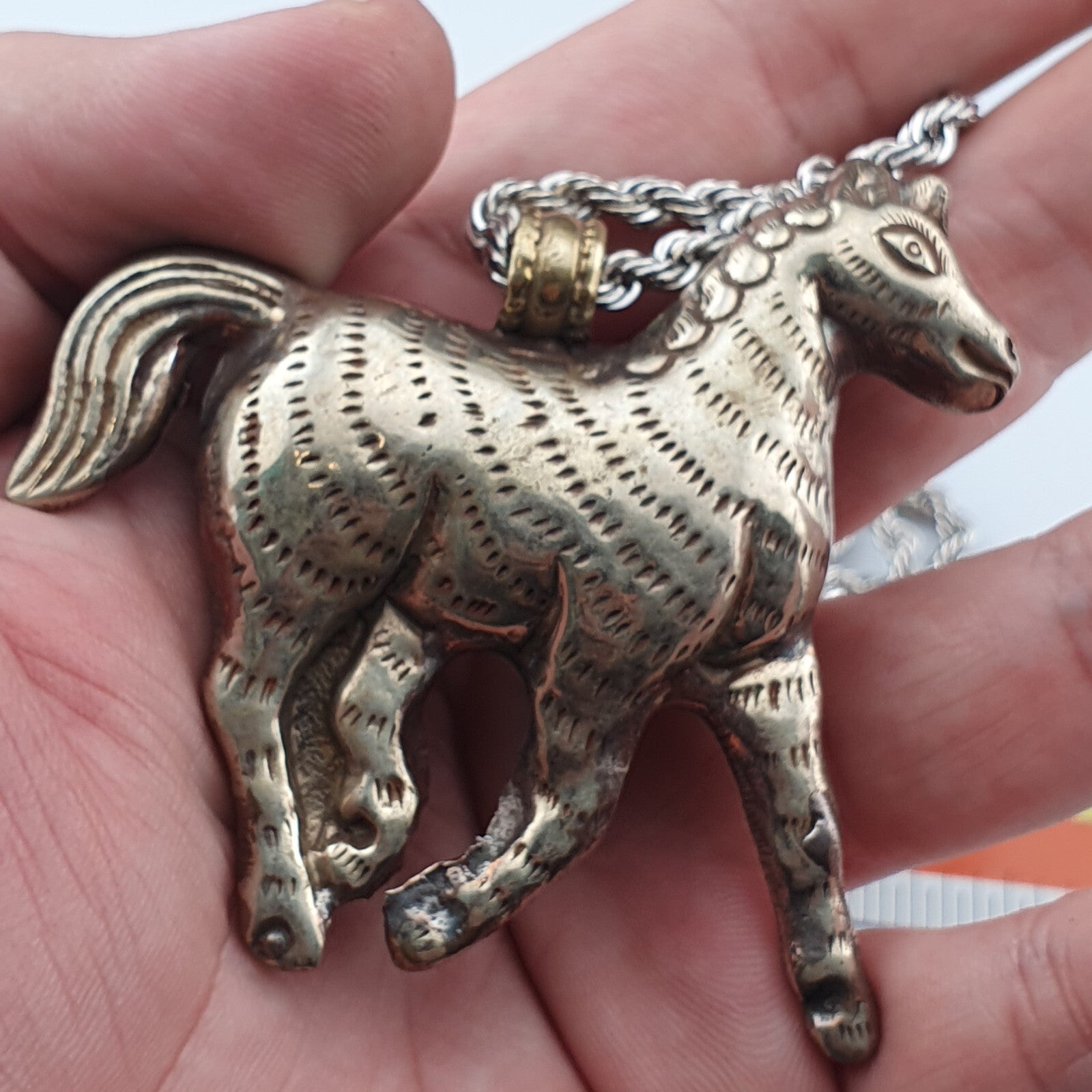 Wonderful Black onyx on Horse pendent Carved Rare Tibetan Pendant necklace