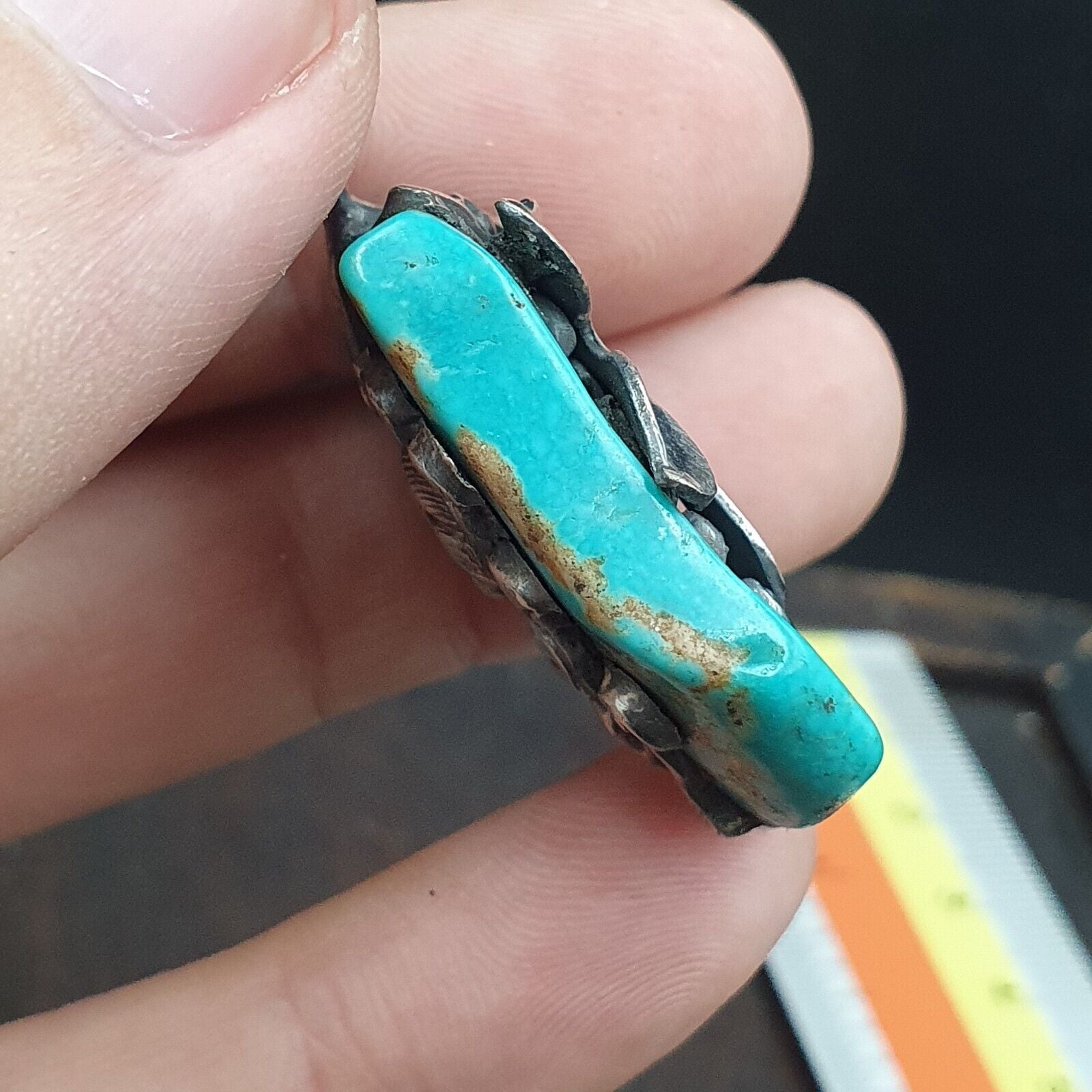 Amazing Natural Arizona Turquoise Nugget, Coral 925 STERLING SILVER Pendant TP2