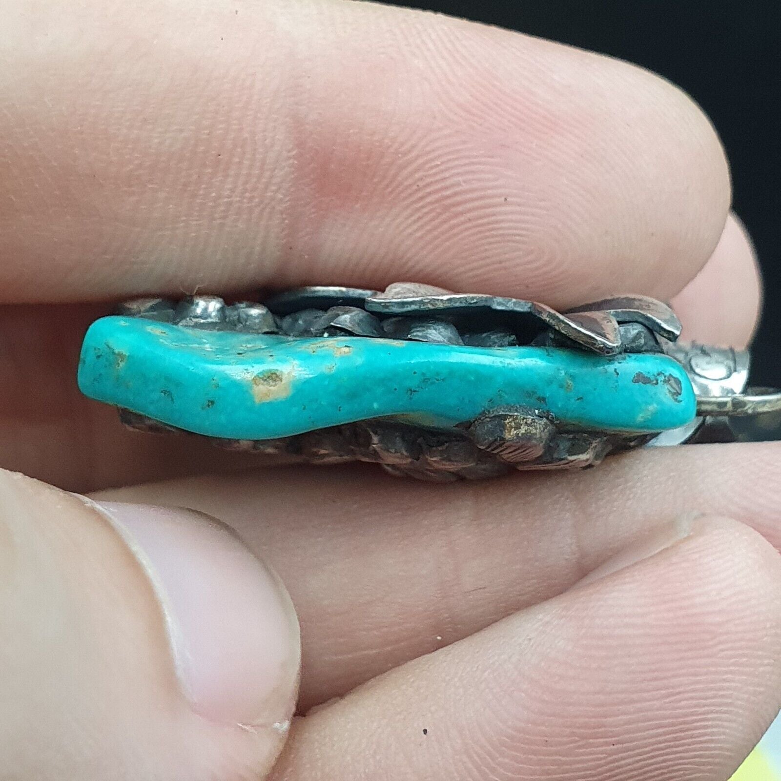 Amazing Natural Arizona Turquoise Nugget, Coral 925 STERLING SILVER Pendant TP2