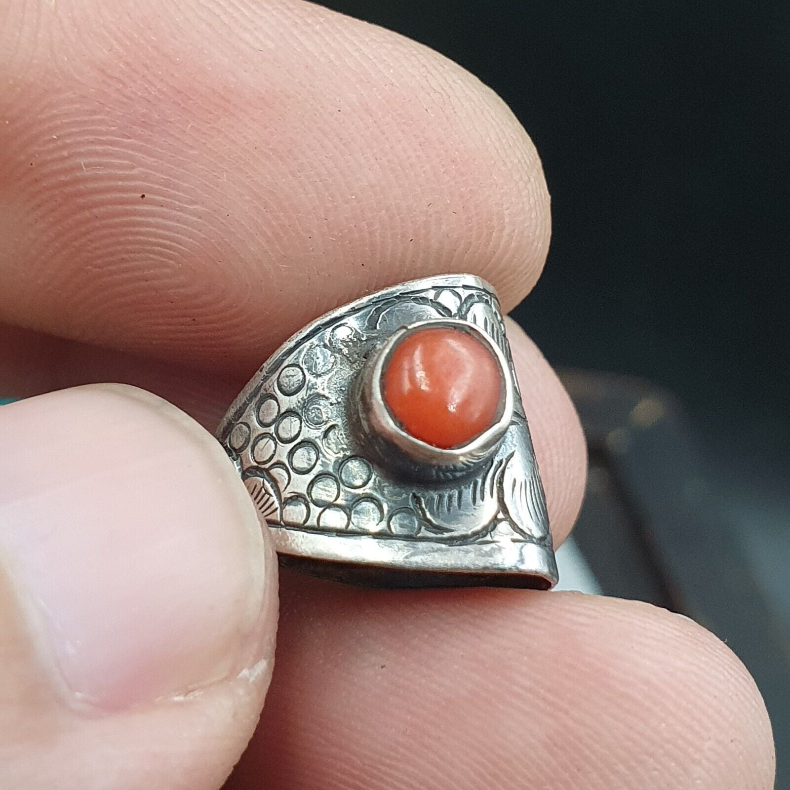 Amazing Natural Arizona Turquoise Nugget, Coral 925 STERLING SILVER Pendant TP2