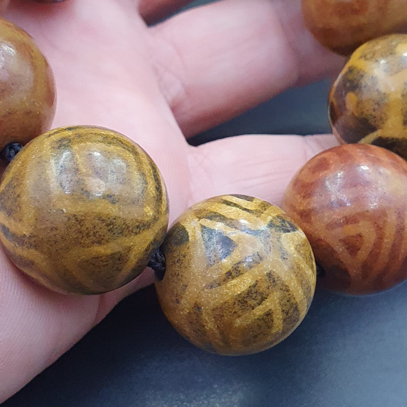 South Asian Burmese Antiques Pumtek Pyu Beads 20 - 22mm Lot 12 Beads Bracelet