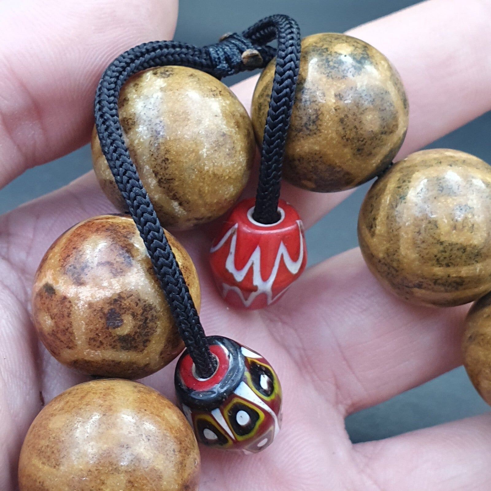 South Asian Burmese Antiques Pumtek Pyu Beads 20 - 22mm Lot 12 Beads Bracelet