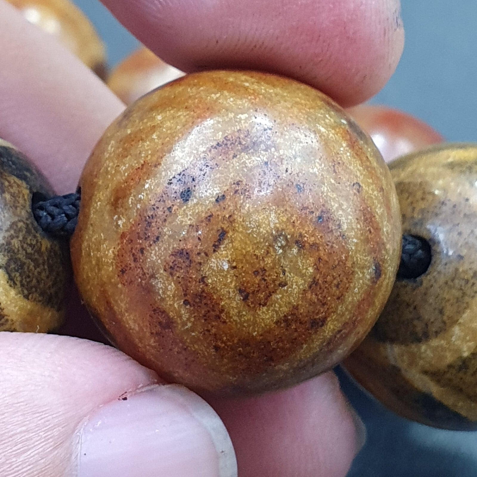 South Asian Burmese Antiques Pumtek Pyu Beads 20 - 22mm Lot 12 Beads Bracelet