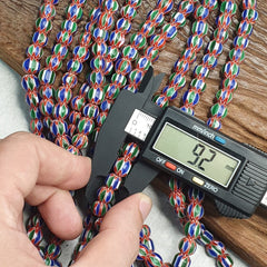 Vintage Blue Green Chevron Beads Venetian African style Beads Long Strand