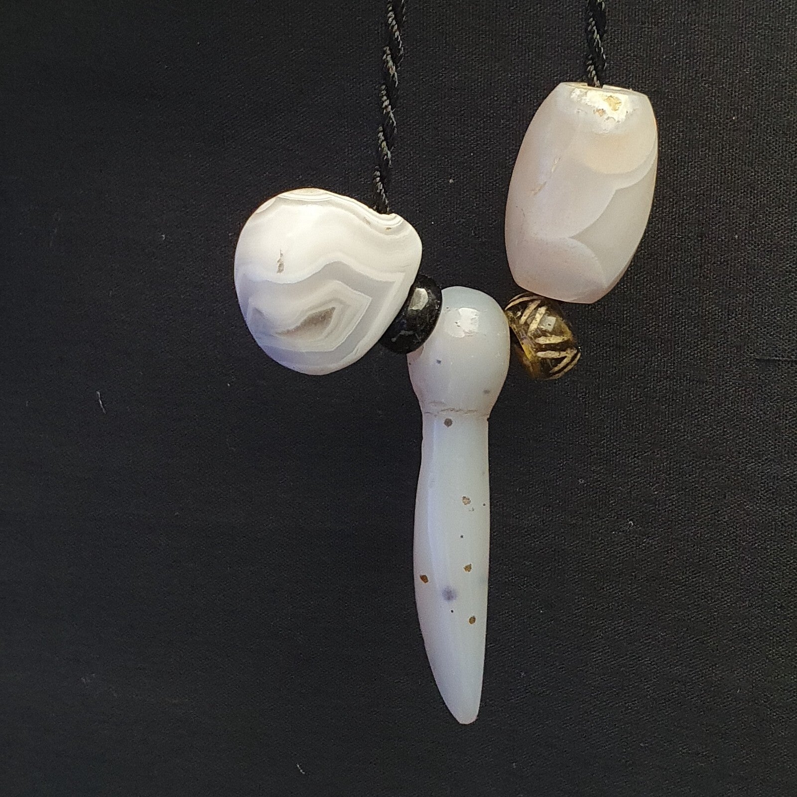 3 pcs Lot Antique Ancient Old Himalayan Blue lace chalcedony Agate Beads