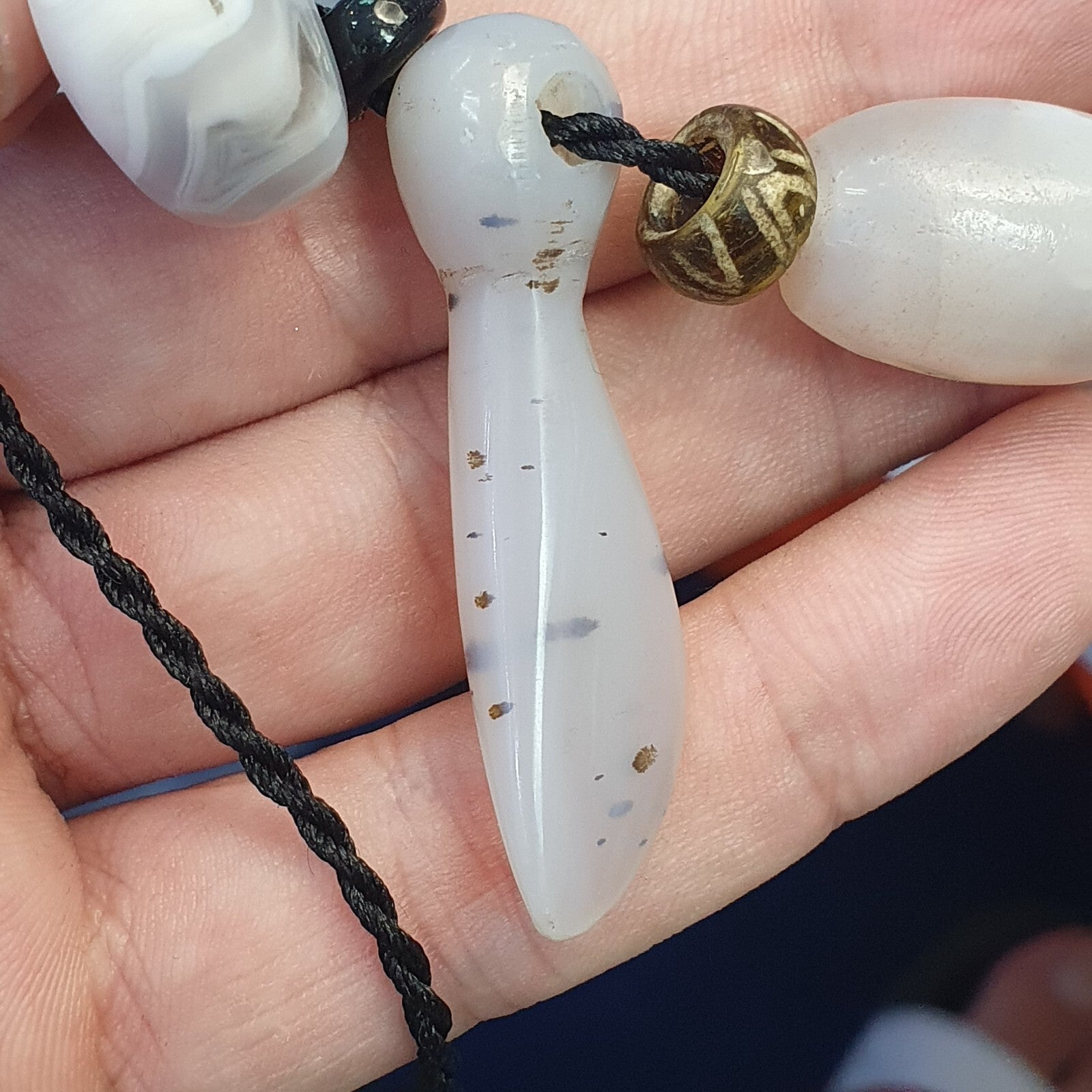 3 pcs Lot Antique Ancient Old Himalayan Blue lace chalcedony Agate Beads