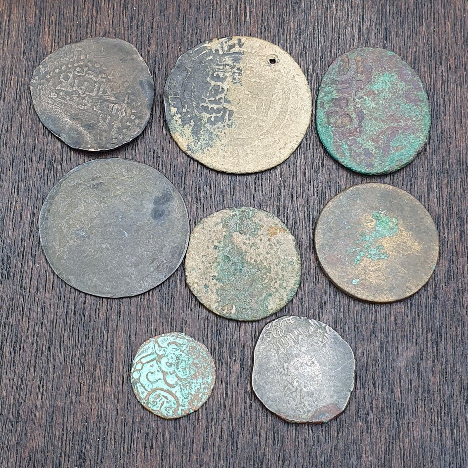 8 antique islamic coins himyar, abbasid, himyarite kingdom, ottoman empire