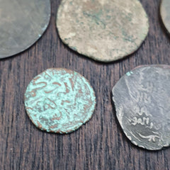 8 antique islamic coins himyar, abbasid, himyarite kingdom, ottoman empire