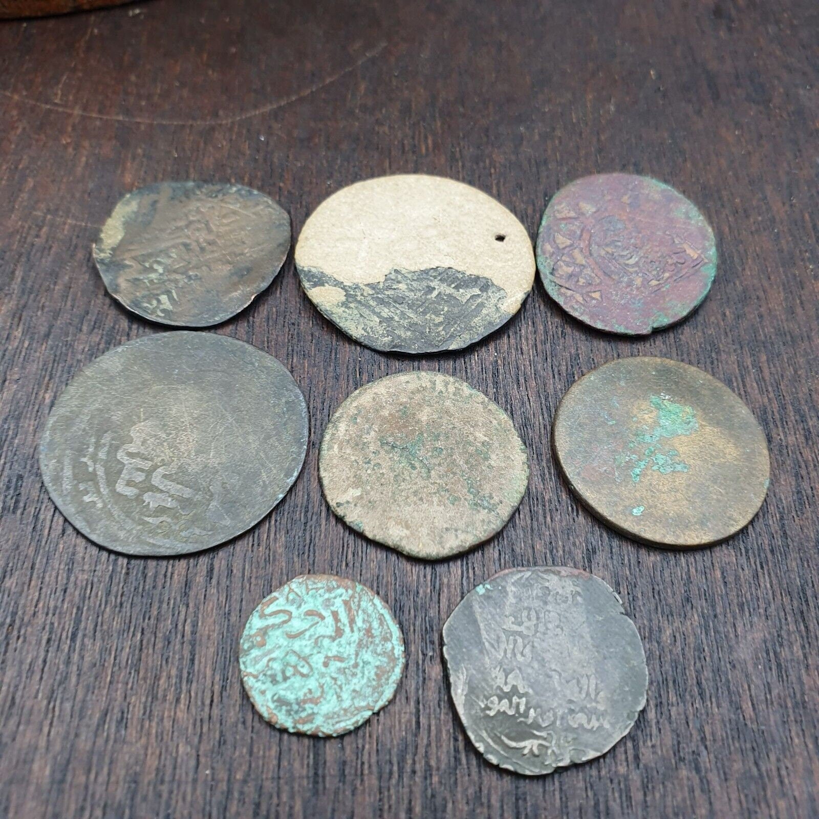 8 antique islamic coins himyar, abbasid, himyarite kingdom, ottoman empire