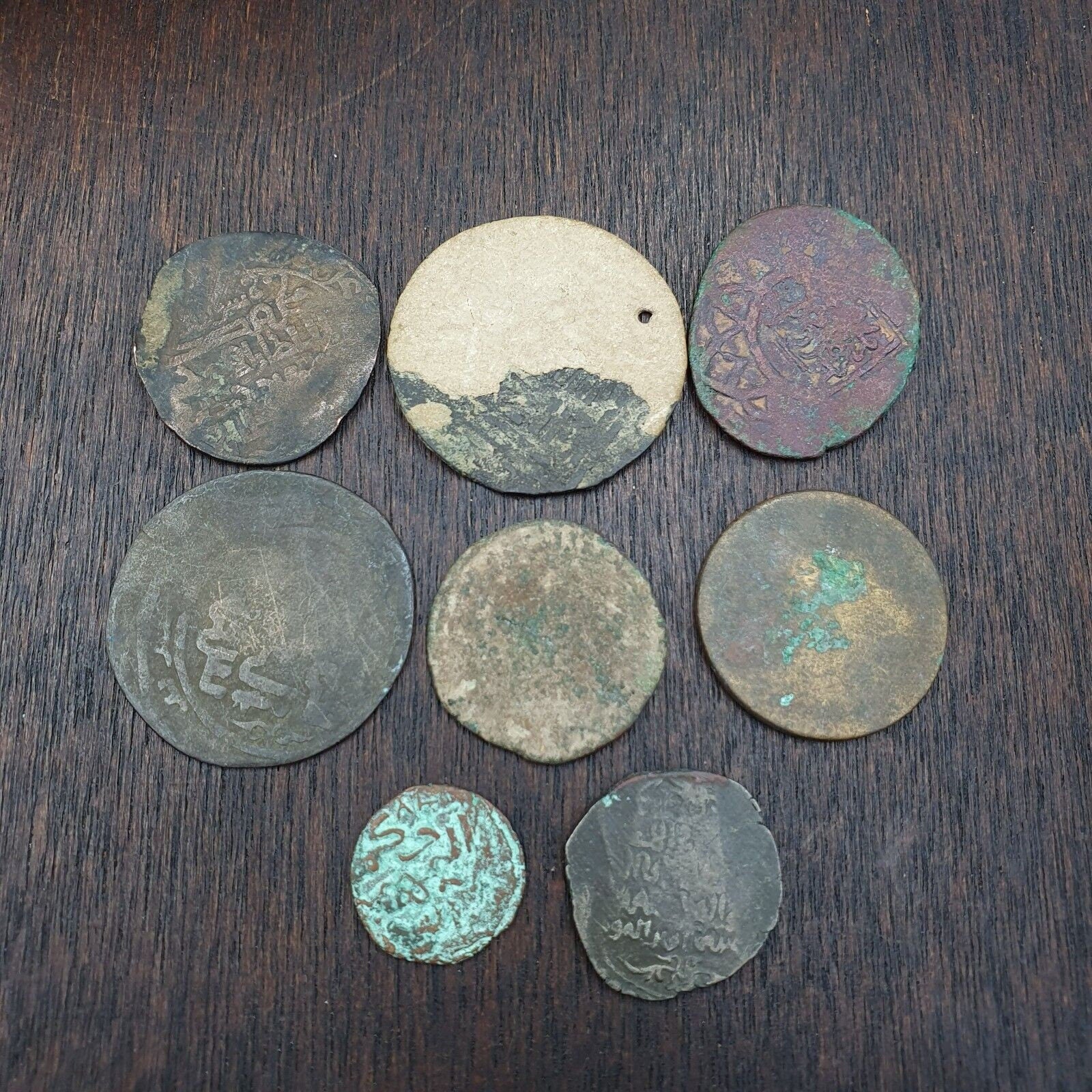 8 antique islamic coins himyar, abbasid, himyarite kingdom, ottoman empire