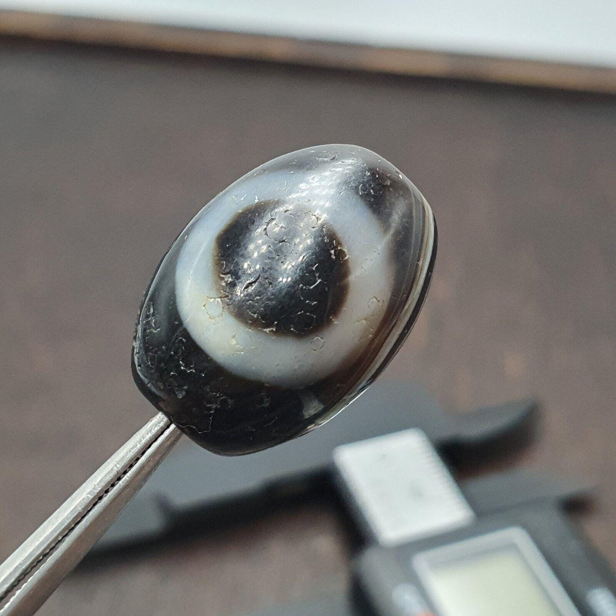 Old tibetan 1 eye agate unique pattern agate stone dzi bead amulet #3