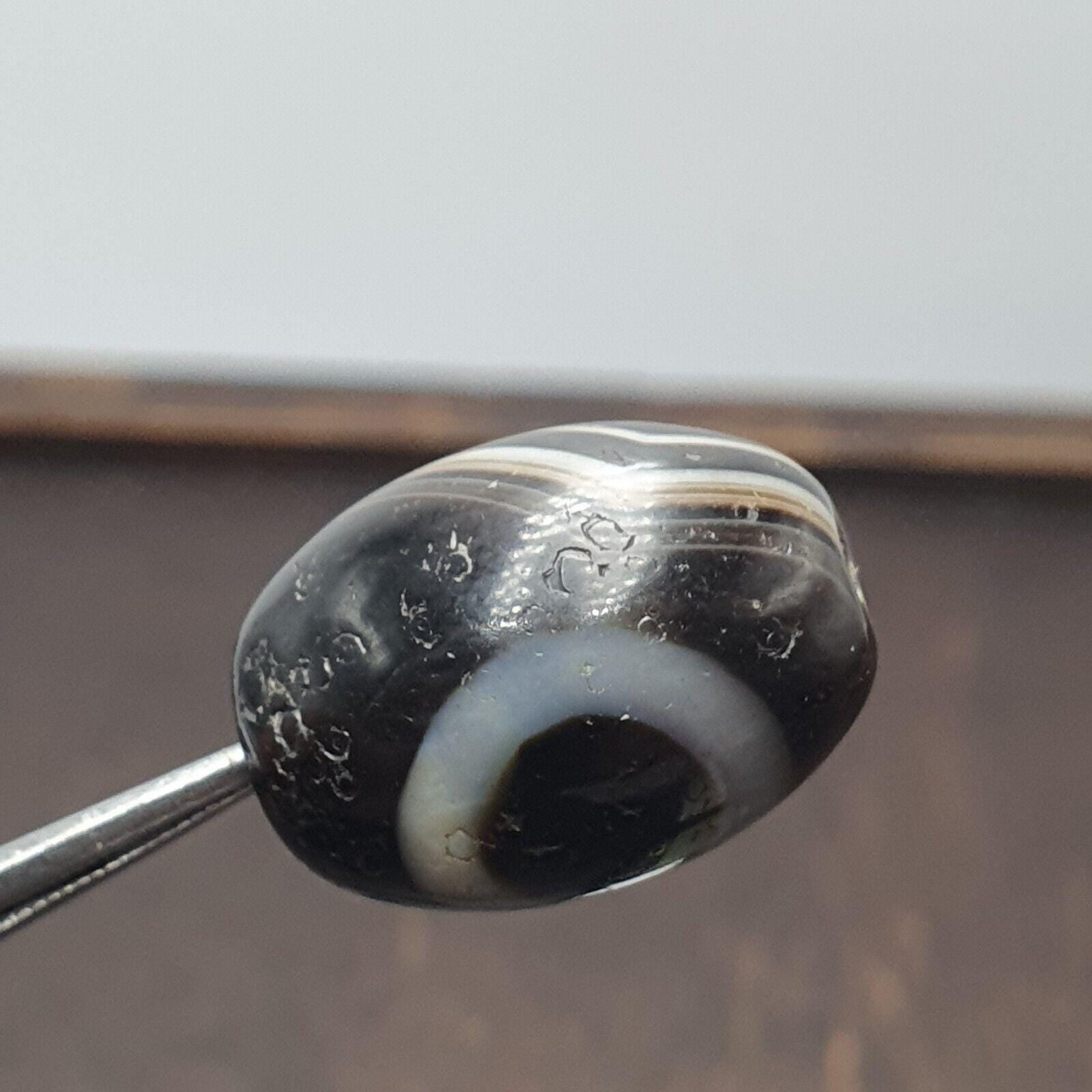 Old tibetan 1 eye agate unique pattern agate stone dzi bead amulet #3
